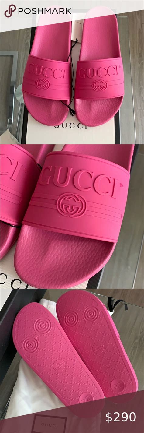 gucci hot pink slides|gucci slides for women pink.